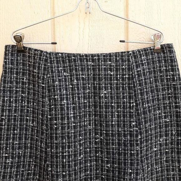 Vtg Skirt Dark Academia Schoolgirl Wool Tweed Windowpane Plaid Full Skater Sz 14 - Picture 5 of 11